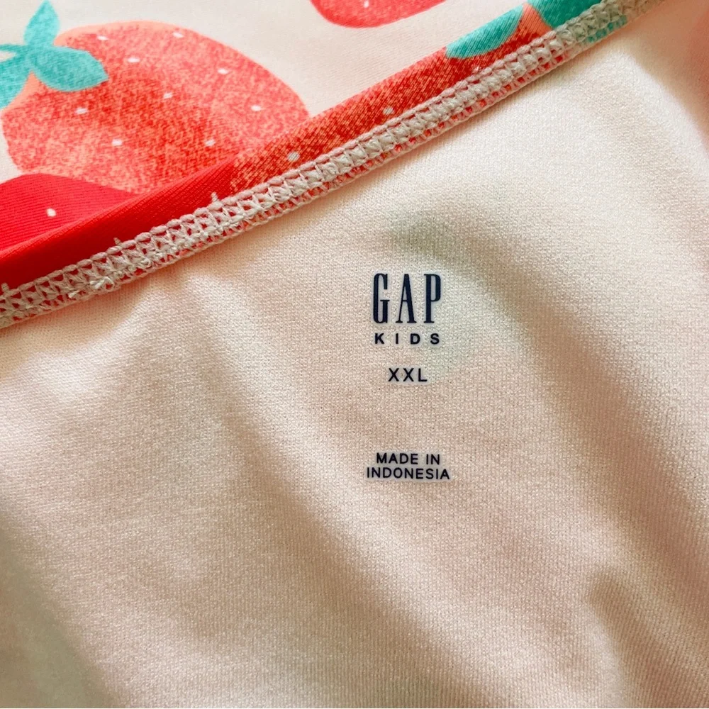 NWT Gap Kids Strawberry Faux Tie Shoulder One Piece Swimsuit Bathing Suit UPF 50